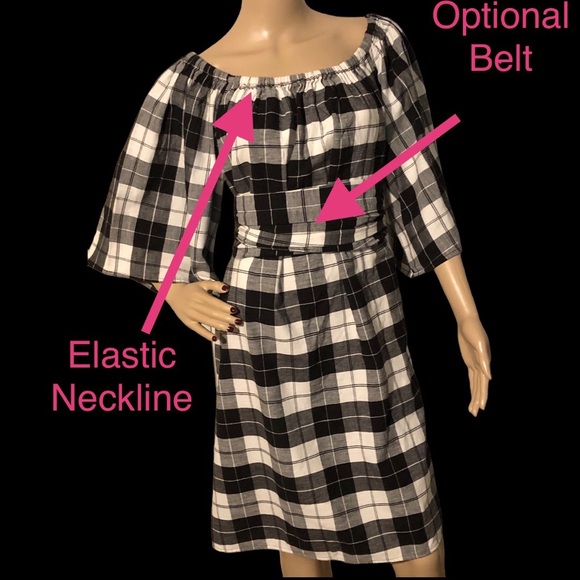 Handmade Dress Black White Gray Plaid Knee Length Women’s Fall/Winter Dr… - Picture 3 of 10